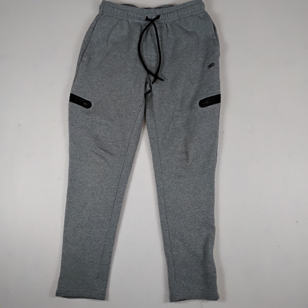 LEG3ND Mens M Gray Jogger Sweatpants Fleece Zip Pockets Drawstring Athletic